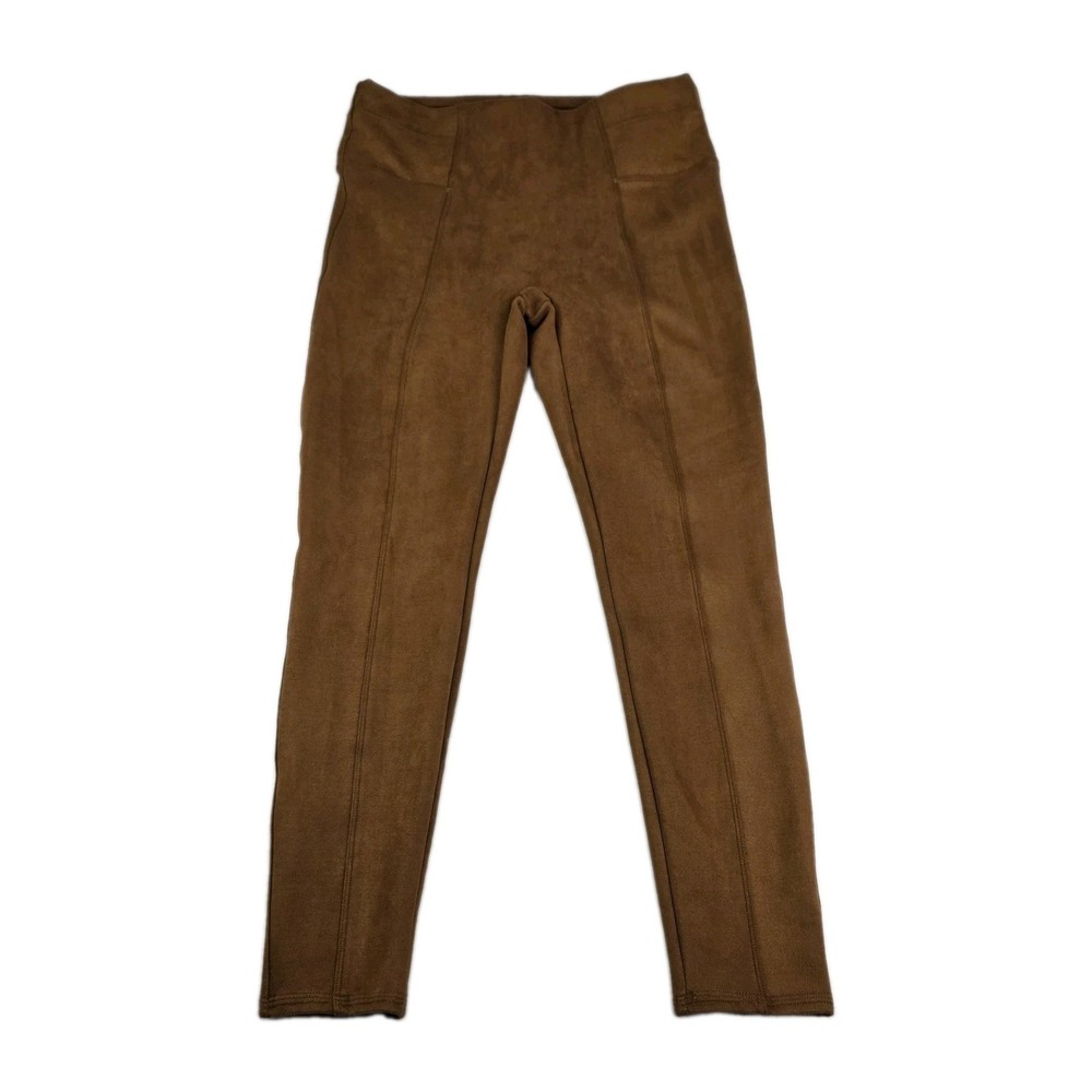 Spanx Pants Womens Size XL Brown Faux Suede Leggings 20322R